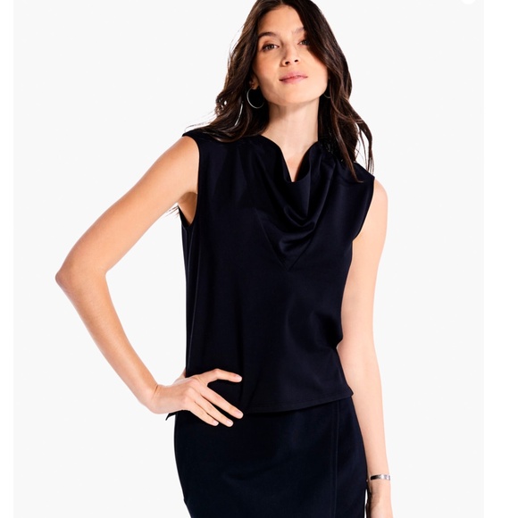 Nic+ZOE Cascade Black Onyx Cowl Neck Top and Matching Wrap Skirt Size M - Picture 3 of 12